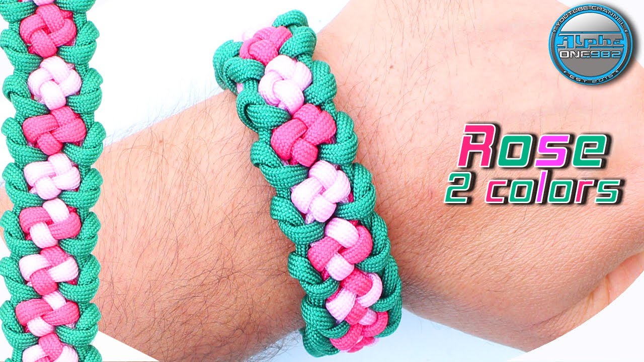 How to make Paracord Bracelet Rose Flower's 2 colors Macrame Bracelet World of Paracord Tutorial DIY
