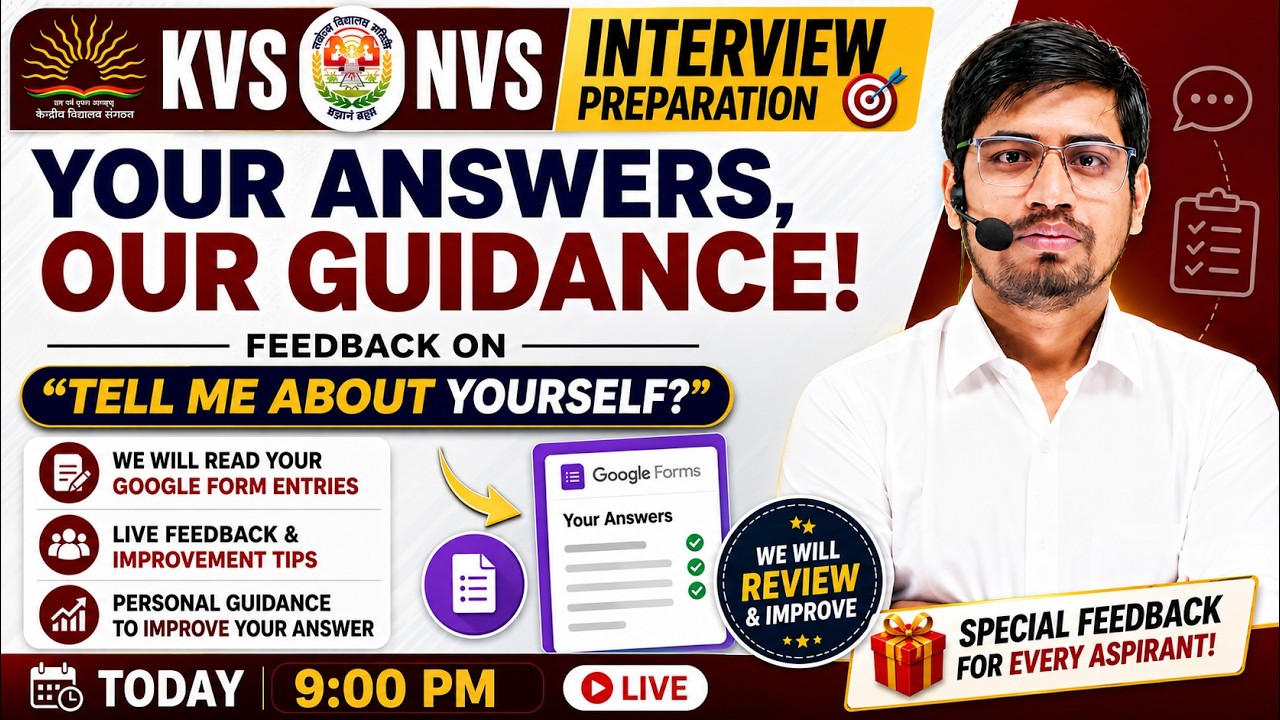 Tell Me About Yourself? Answers Review LIVE | KVS NVS Interview Class by Abhishek Sir on Mentors 36