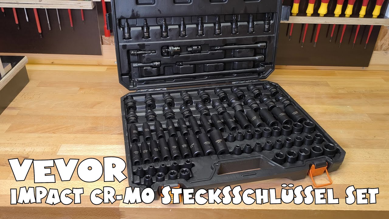VEVOR Profi Steckschlüsselsatz Cr-Mo-legierter Stahl 90-tlg Steckschlüssel Satz