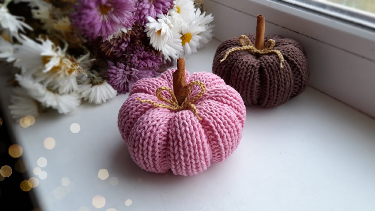 Интерьерная тыква спицами 🎃