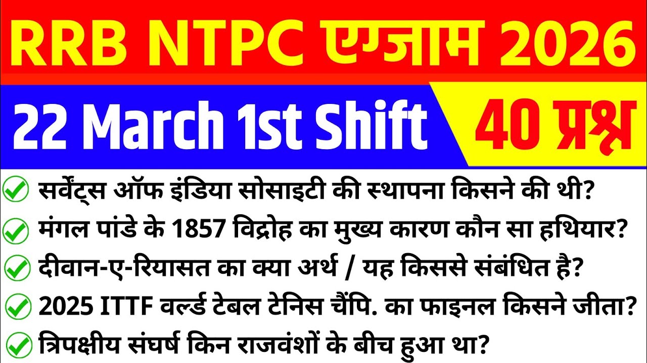 RRB NTPC 22 March 1st Shift Analysis 2026 | RRB NTPC EXAM Analysis 2026 | NTPC 2026 TODAY ANALYSIS