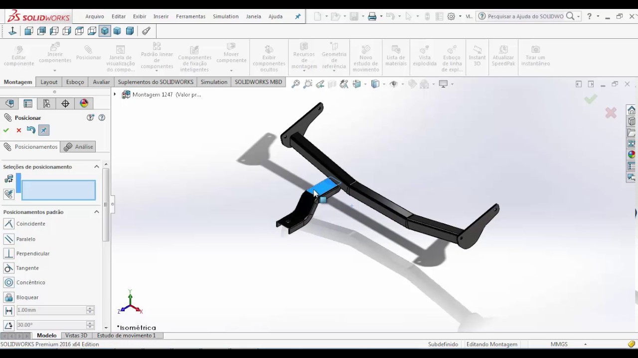UTILIZANDO POSICIONAMENTO SIMÉTRICO NO SOLIDWORKS