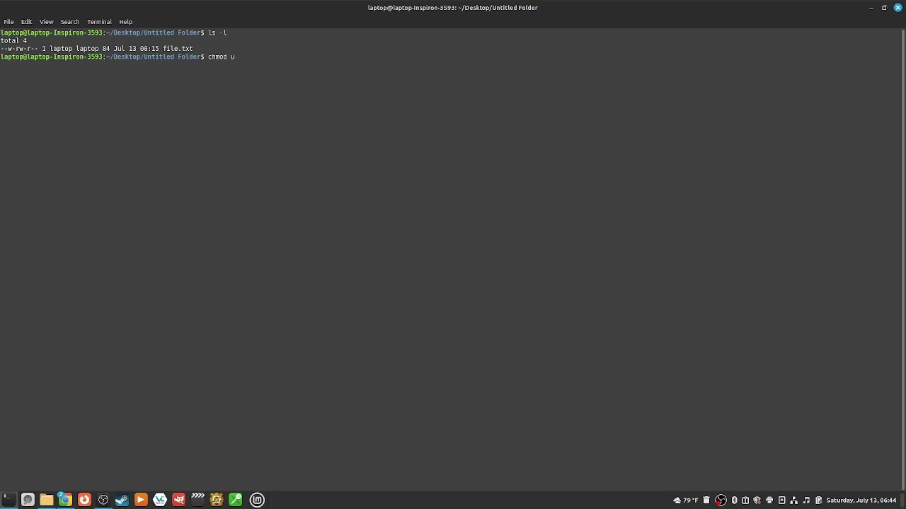 173 how to "add the read permission to the user permission set" with the "chmod" command