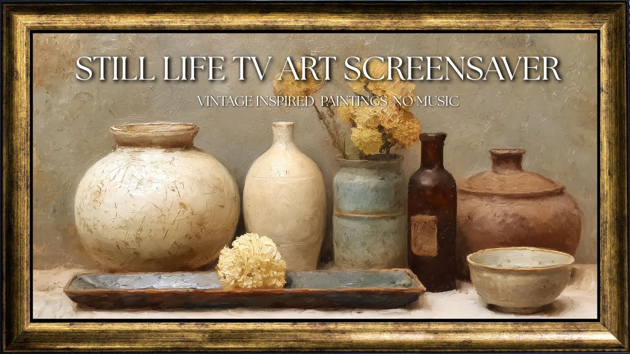 Framed Neutral tone Still Life Screensaver  Ambient Art for TV  No Music