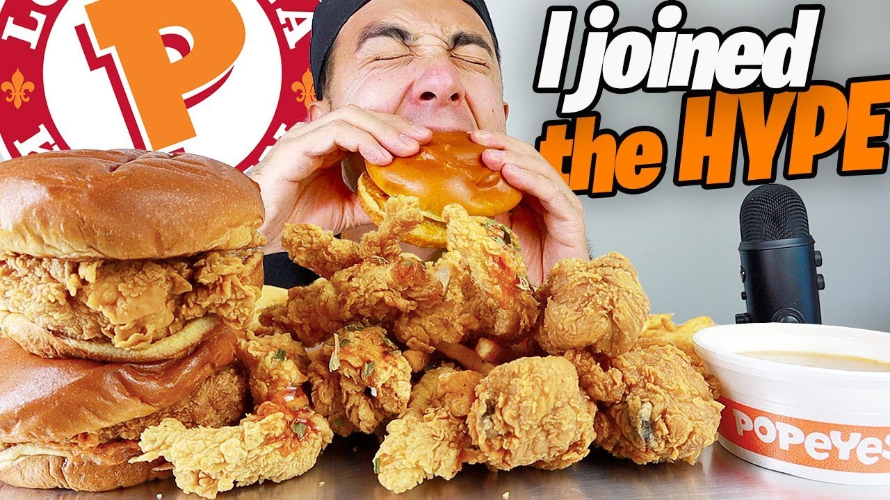 THE WAIT IN LINE FOR 45 MINS Popeyes Chicken Sandwich + CRISPY Voodoo Tenders (Popeyes Mukbang)
