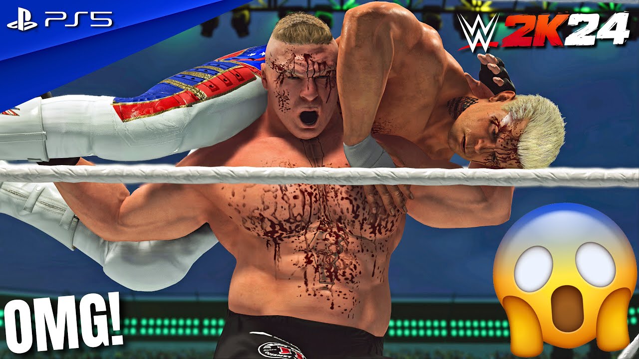 WWE 2K24 - Brock Lesnar vs. Cody Rhodes - Career Ending Match at WrestleMania XL | PS5™ [4K60]