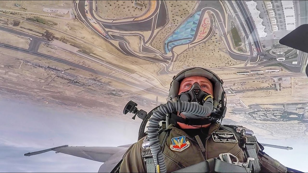 F-16 Fighter Jet Demo Next to Bahrain - Sakhir F1 Circuit