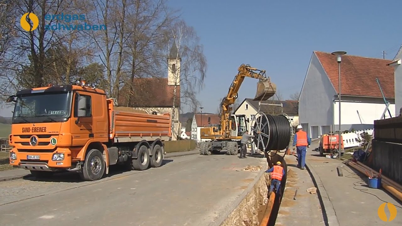 Erdgas-Leitungsbau: Offene Bauweise / Hausanschluss