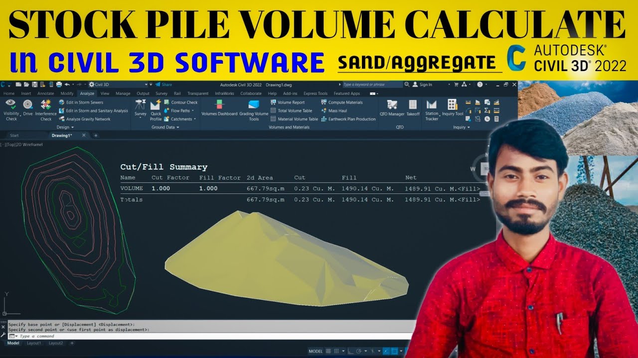 How To Calculate Stock Pile Volume in Civil 3D | Autocad Civil 3D Surface Volume Calculation