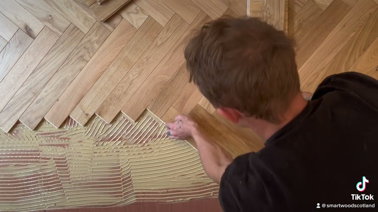 Herringbone Wood Flooring Installed with Precision