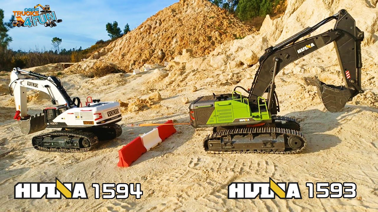 HUINA 1594 VS 1593 | Tug Of War | Test & Comparison | RC Construction Excavators | 
