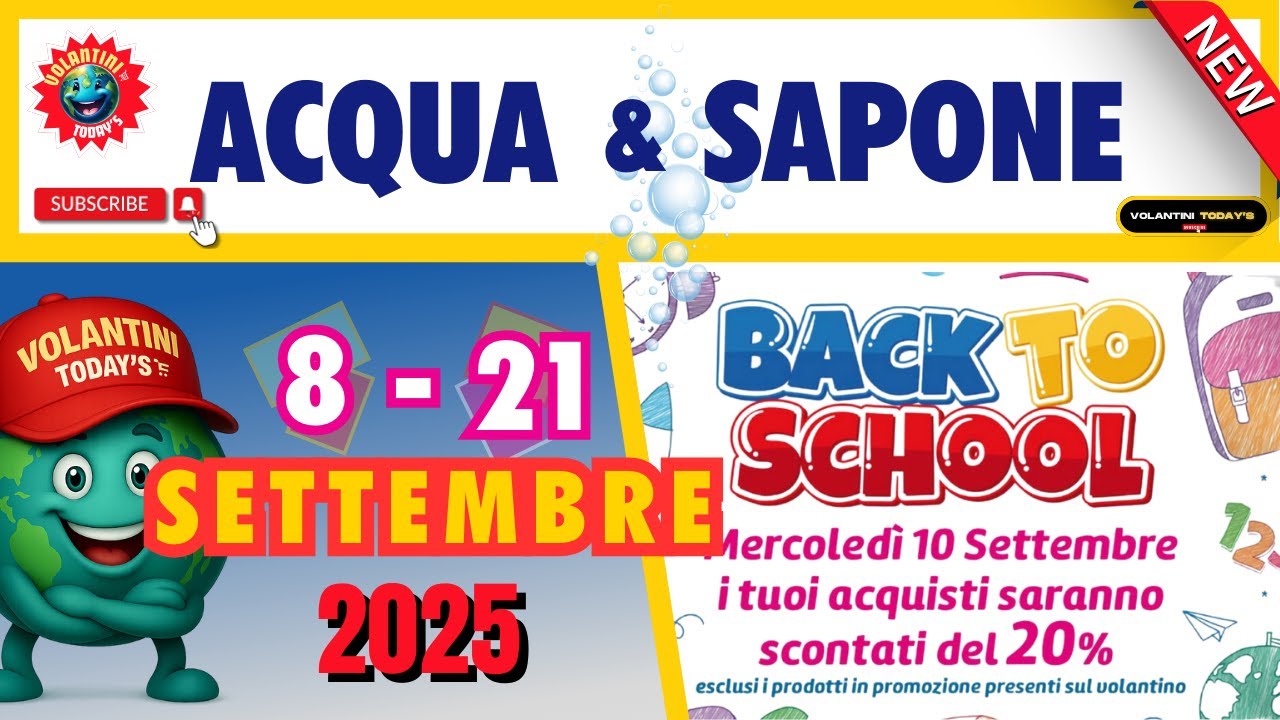 Volantino Acqua e Sapone dall'8 al 21 settembre 🛒 SUPER SCONTI FINO 40% 🟩⬜️🟥 