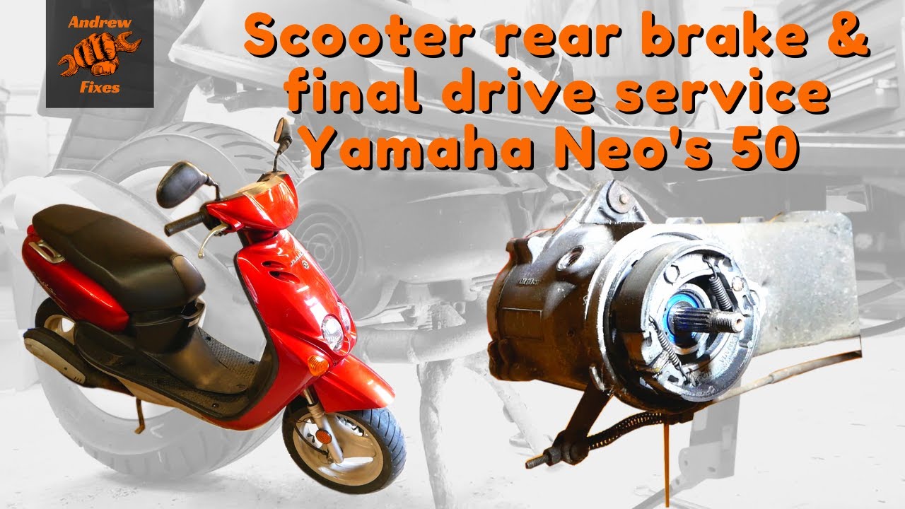 Обслуживание заднего тормоза скутера и замена масла в главной передаче | Yamaha Neo 50