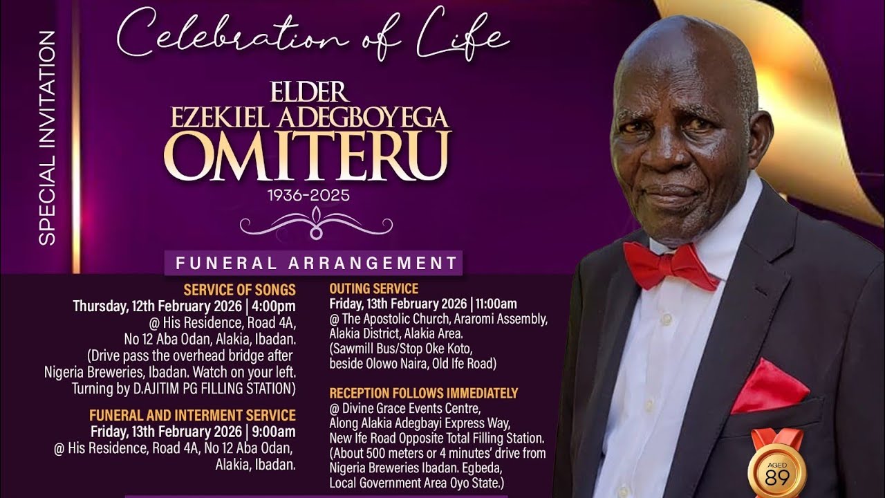 ELDER EZEKIEL ADEGBOYEGA OMITERU'S SERVICE OF SONGS 