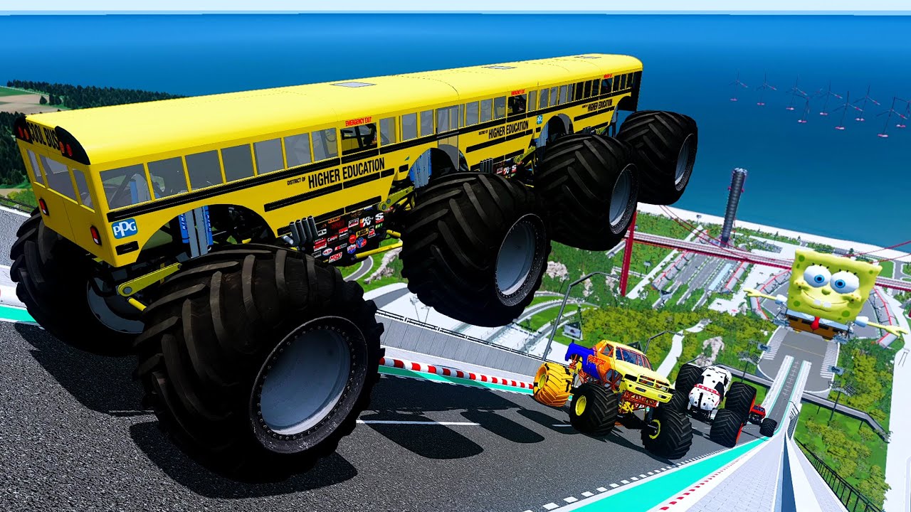 Epic High Speed monster trucks jumps stunts & crashes #033 | BeamNG Drive