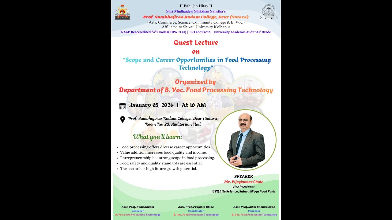 Guest Lecture on “Scope and Career Opportunities in Food Processing Technology”👨‍💼
