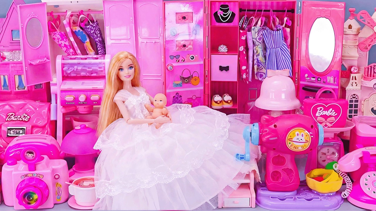 10 Minutes Satisfying with Unboxing Barbie Family, Bedroom, Dressing table, Cleaning Review ASMR