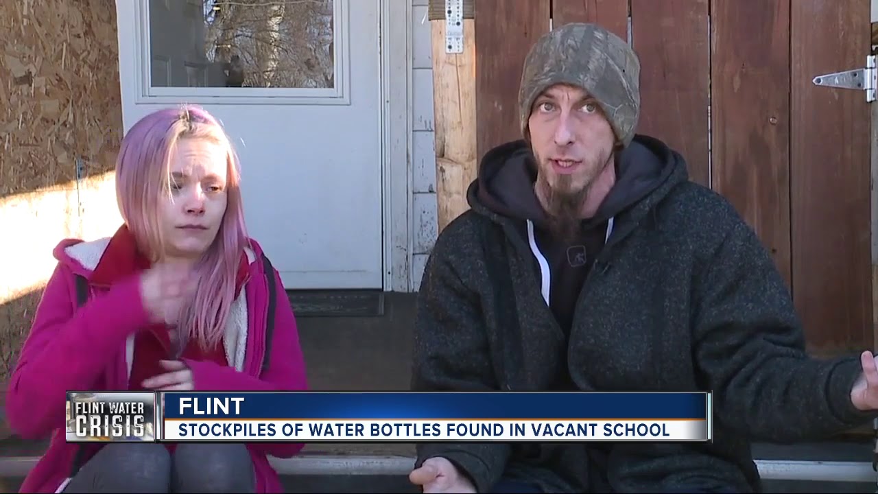 Urban explorers in Flint discover stockpiles of bottled water at abandoned school building