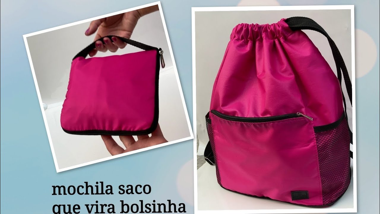 Mochila saco que vira bolsinha @SandrinhaAtelie