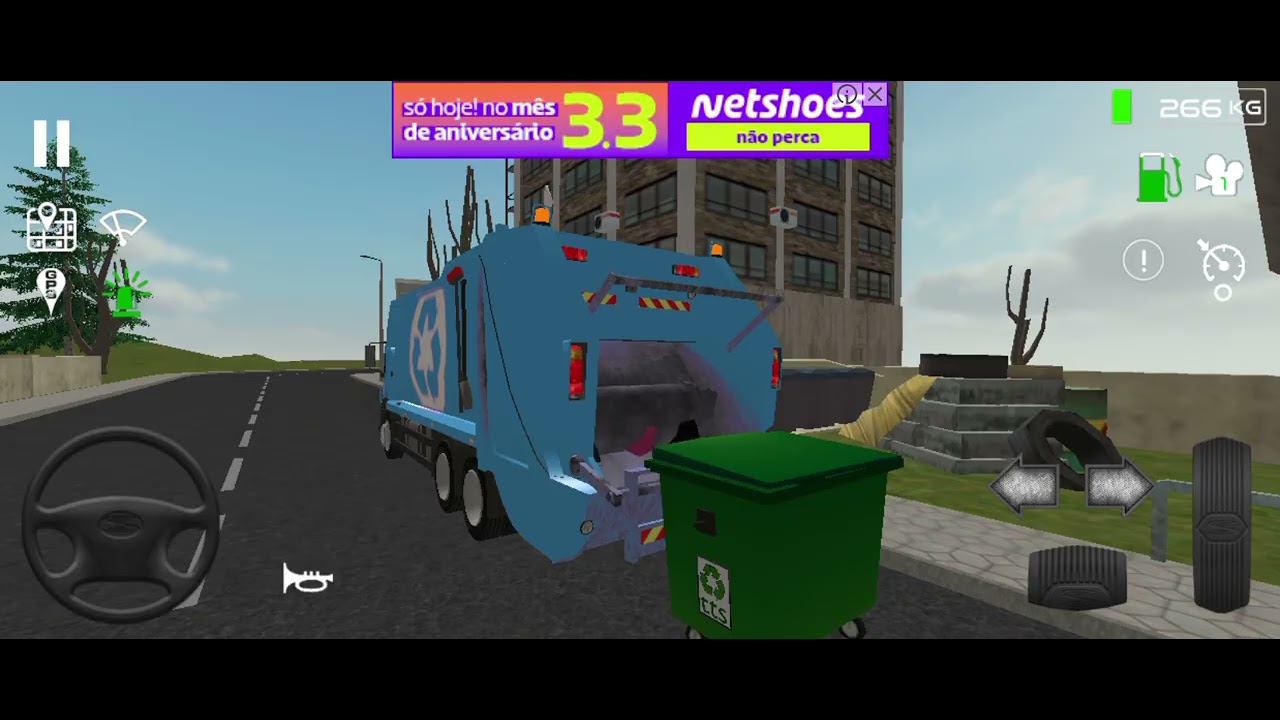 Eu dirigindo um caminhão de lixo!