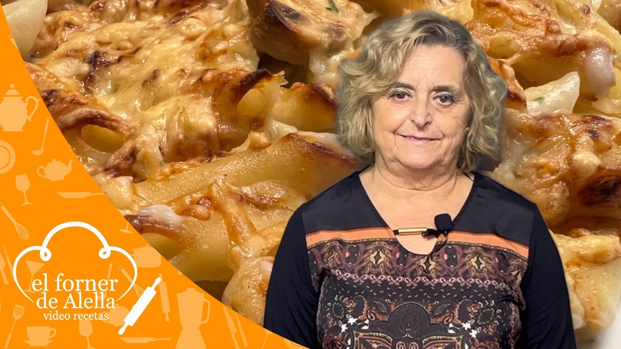 Macarrones con gambas y salsa bechamel