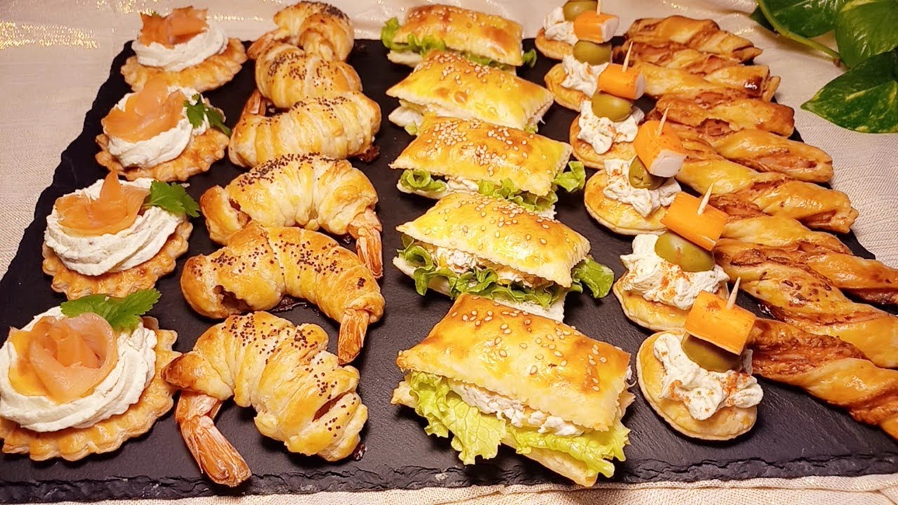 5 feuilletés faciles, pour vos buffet ou apéritifs dinatoires,(pâte feuilletée du commerce)