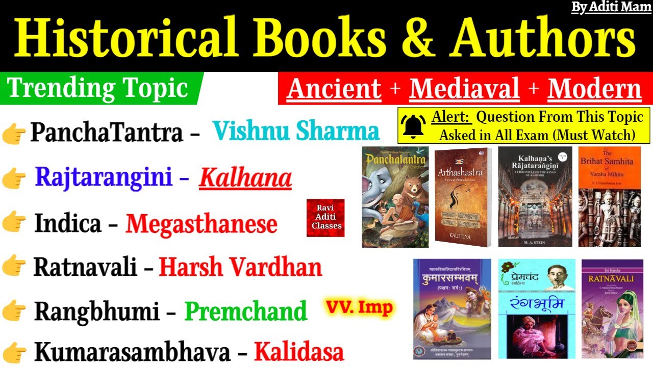 Historical Books And Authors | Old Ancient Books | Most Important Questions Books | Static Gk Books