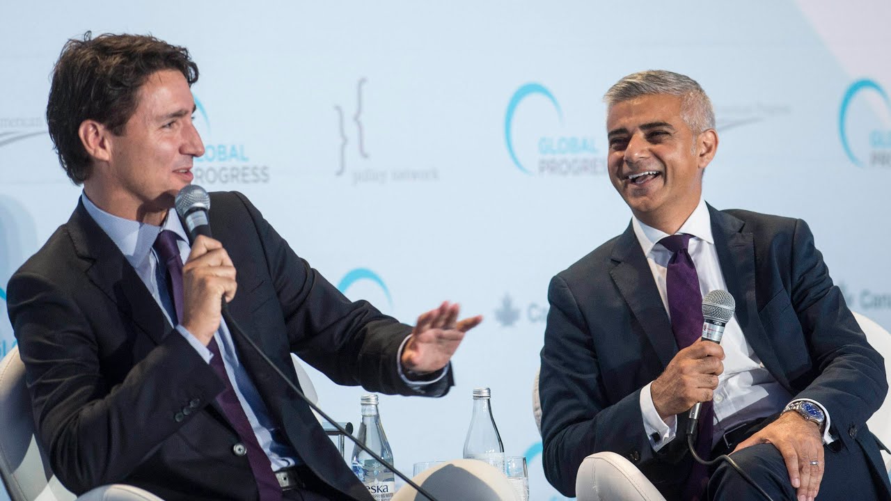 Justin Trudeau and Sadiq Khan share a laugh about US election