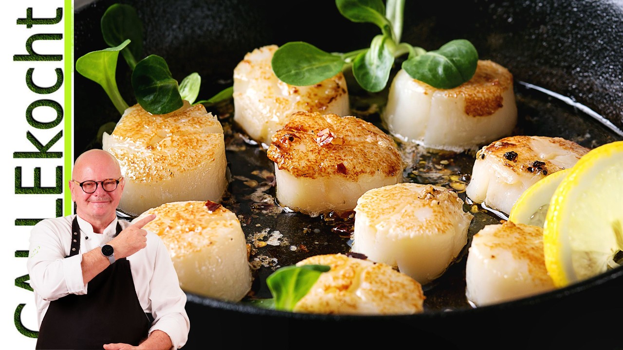 Jacobsmuscheln richtig marinieren & knackig braten. Bestes Rezept