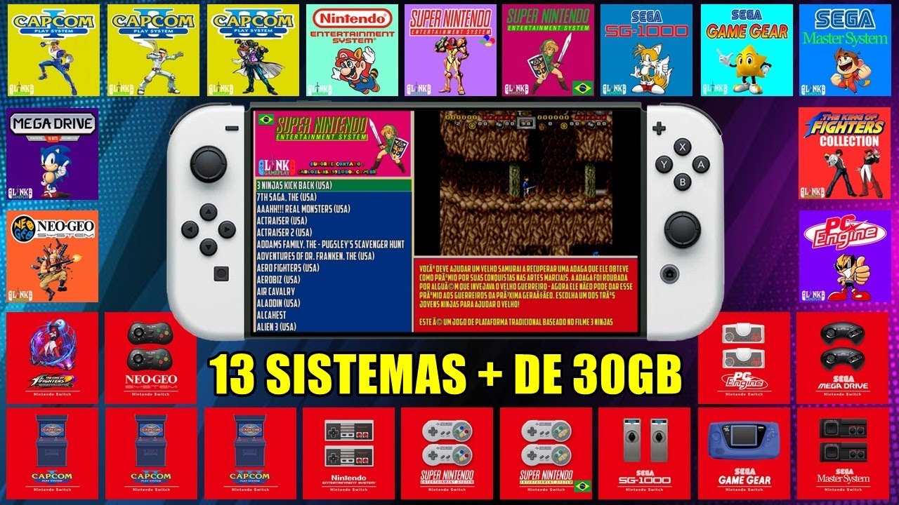 EMULADORES  PARA NINTENDO SWITCH - 13 SISTEMAS + DE 30GB - 02 ESTILOS DE CAPAS E NSP