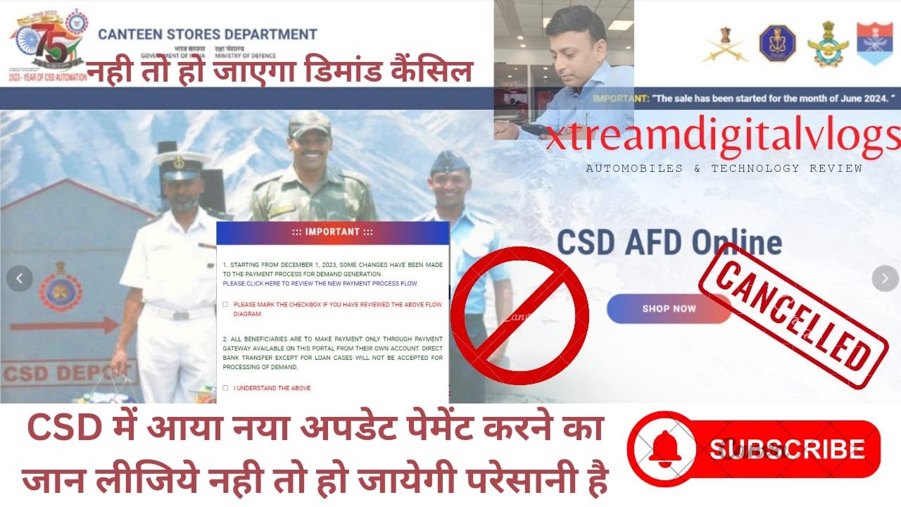 AFD CSD Canteen new car payment process 