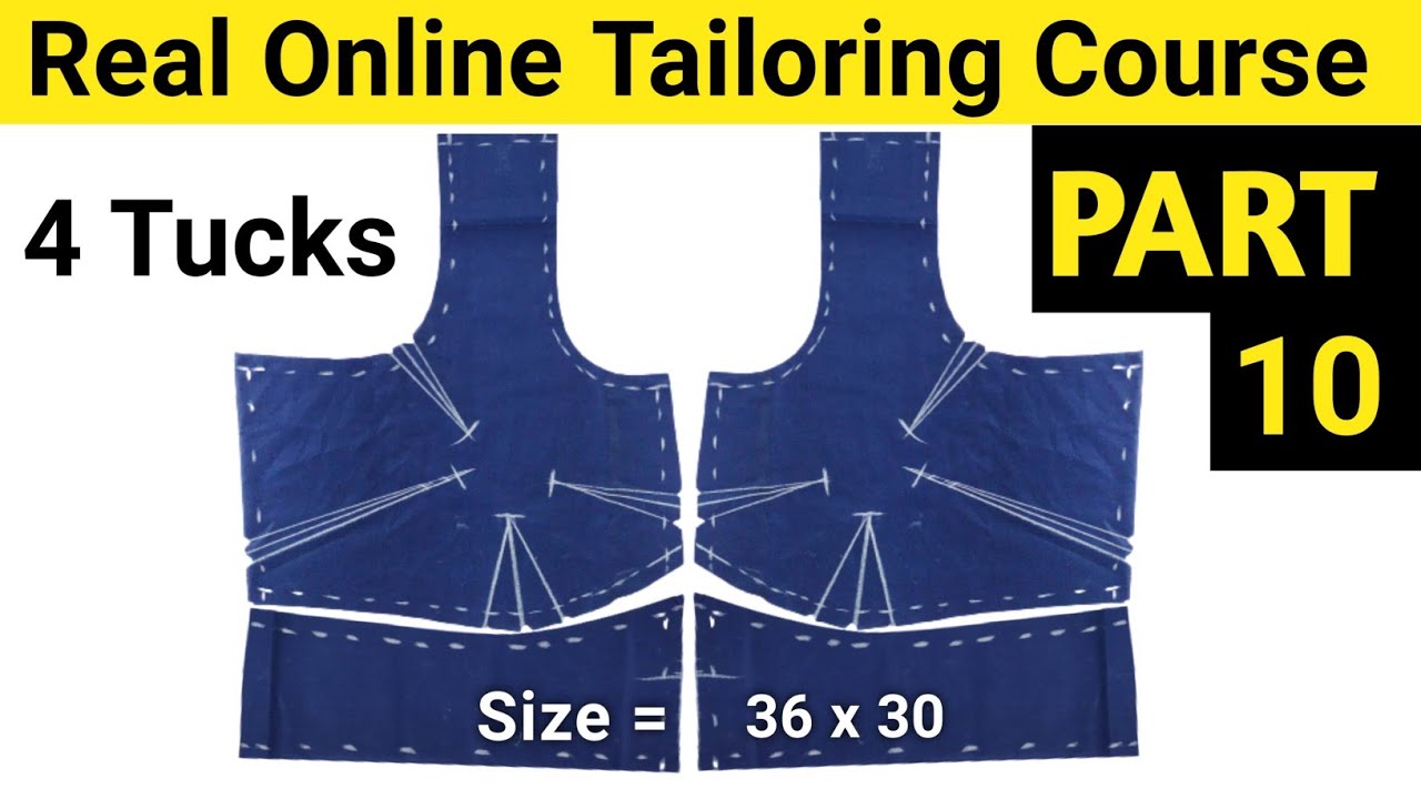 सिंपल ब्लाउज कटिंग 💖💖 4 Tucks blouse Cutting Size 36 x 30