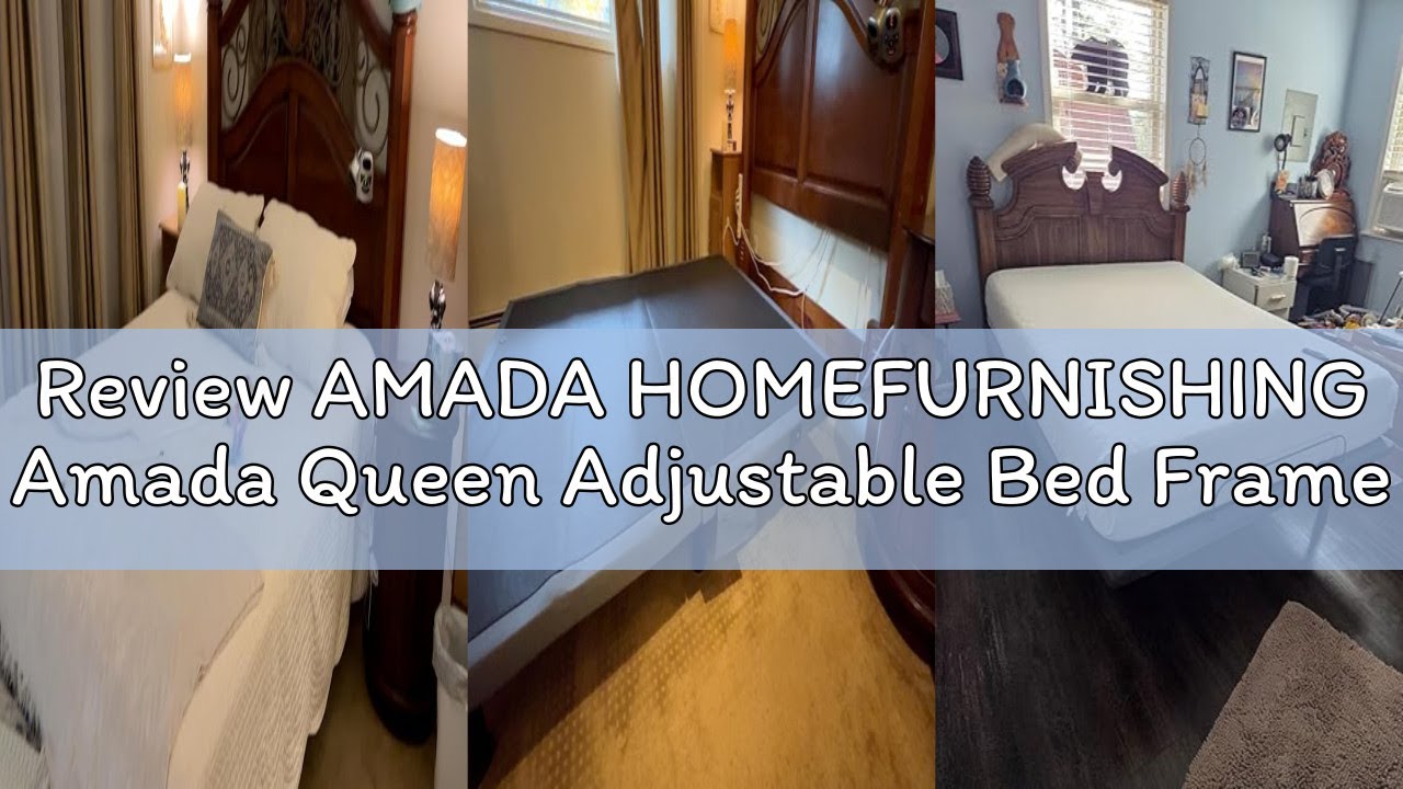 Review AMADA HOMEFURNISHING Amada Queen Adjustable Bed Frame with Massage, Head & Foot Incline, Wire