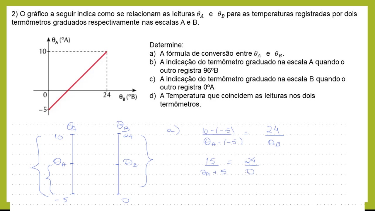 Escalas de temperatura arbitrárias (Exercícios)