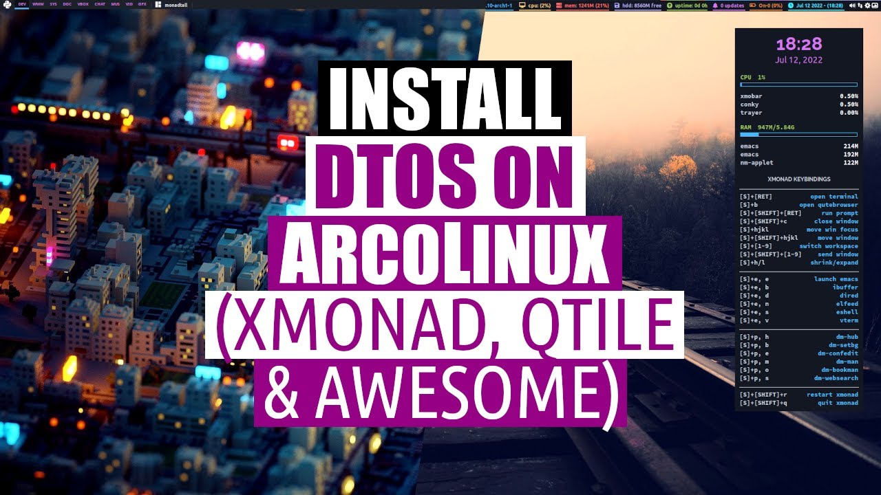 Install DTOS on ArcoLinux (Now With Awesome and Qtile!)