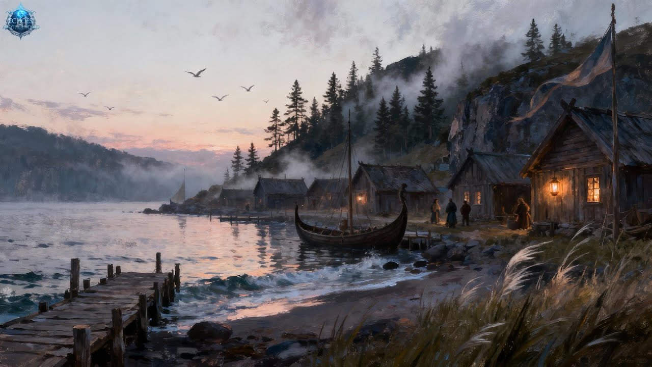 Calm Fantasy Ambience – Silent Shore Village (1 Hour) | Relaxing Dream Music