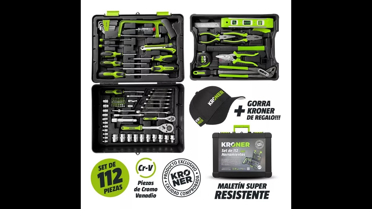 Set Herramientas Maletín Kroner 112 Pzas Cr. Vanadio Premium