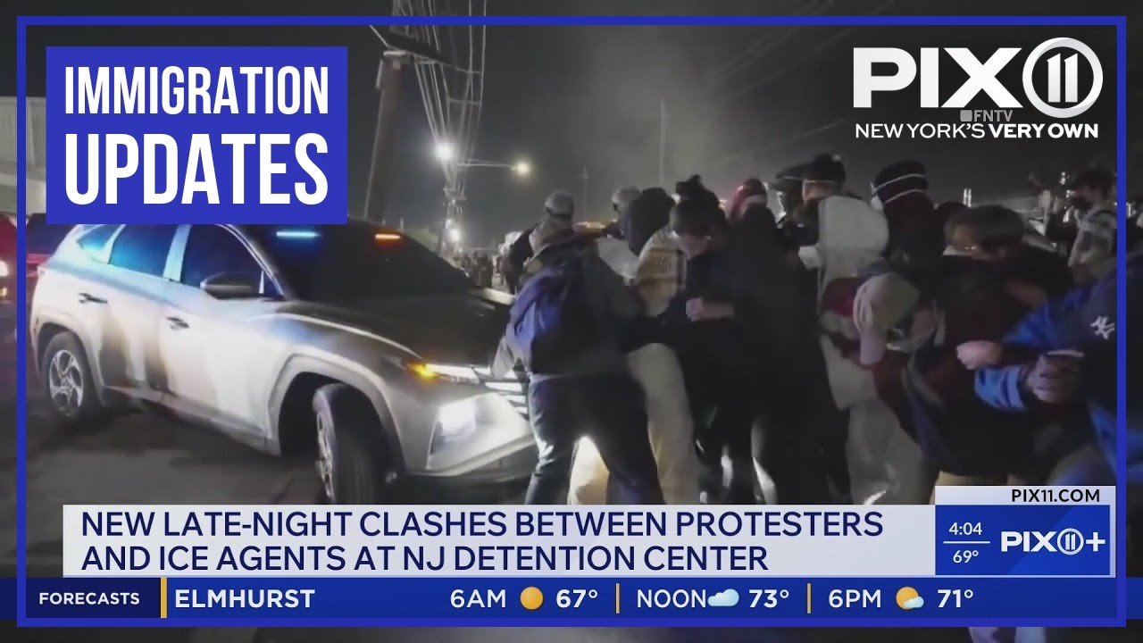 Late-Night clashes between protesters and ICE agents at NJ detention center