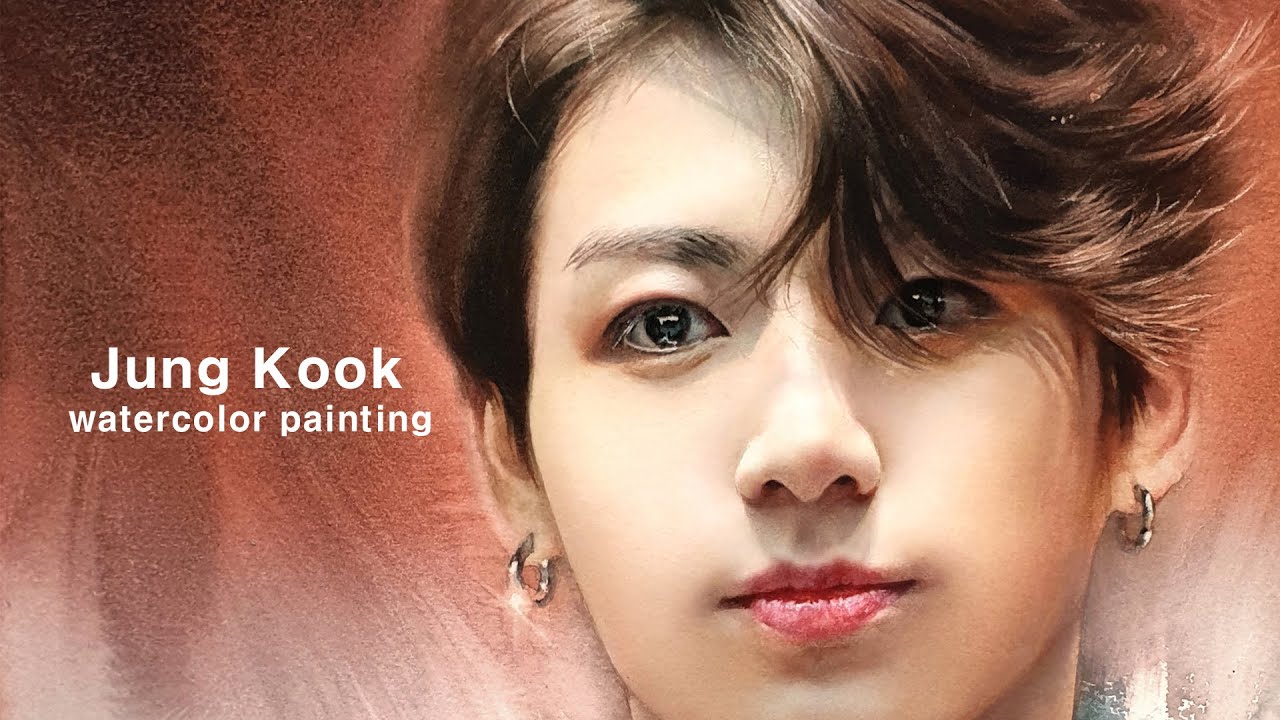 정국/Jung KooK/BTS/Watercolor portrait painting/인물수채화/水彩画/水彩畫