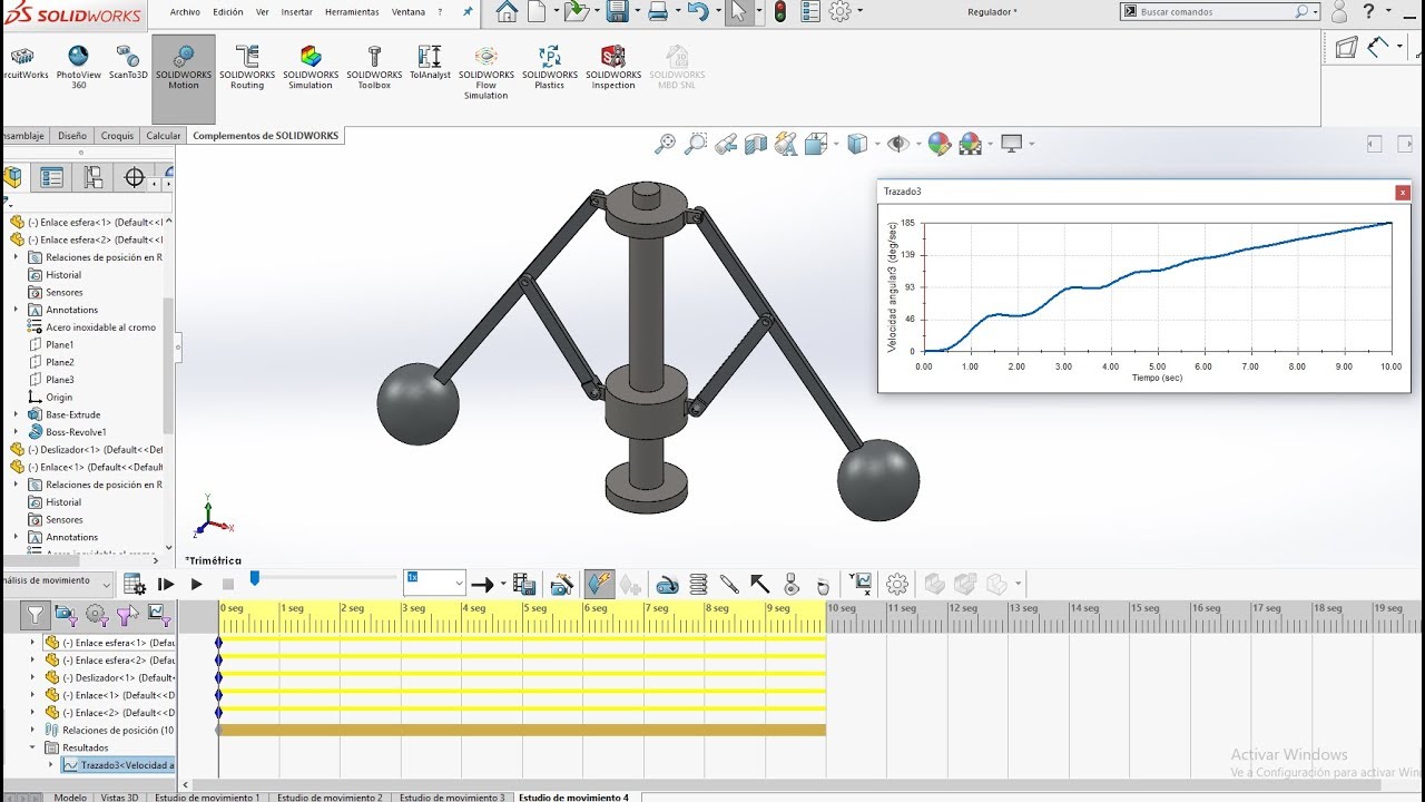 Analisis de movimiento en  solidworks 2018, resortes y amortiguadores
