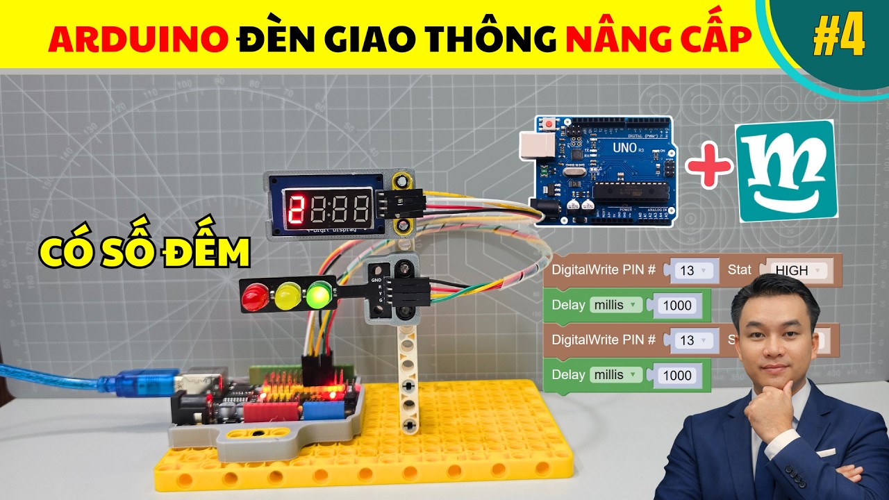 Buổi 4: lập trình Arduino đèn giao thông có đếm số