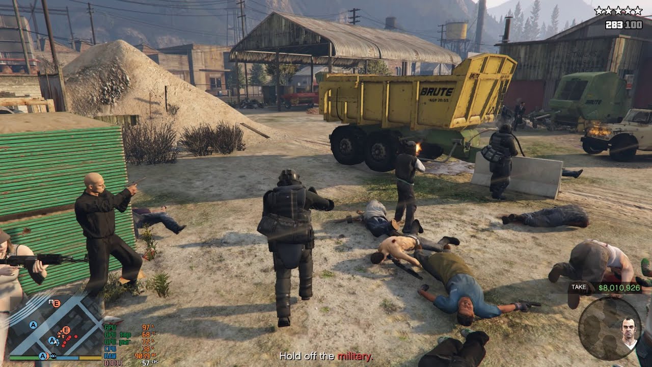 GTA V - Paleto Heist but with more NPCs fighting (SimpleGangWar - NPC War mod)