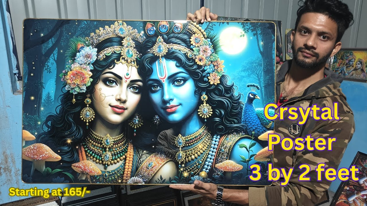 New 24x36 Crystal Poster Collection 2025 | Radha Krishna • Buddha • Ganesh • Scenery 