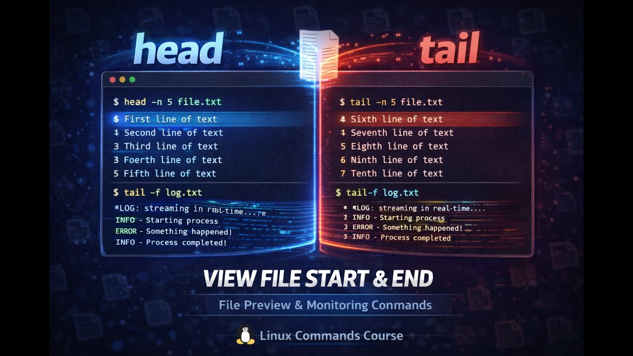 Linux head & tail Commands | View File Sections in Git Bash (Windows 11)
