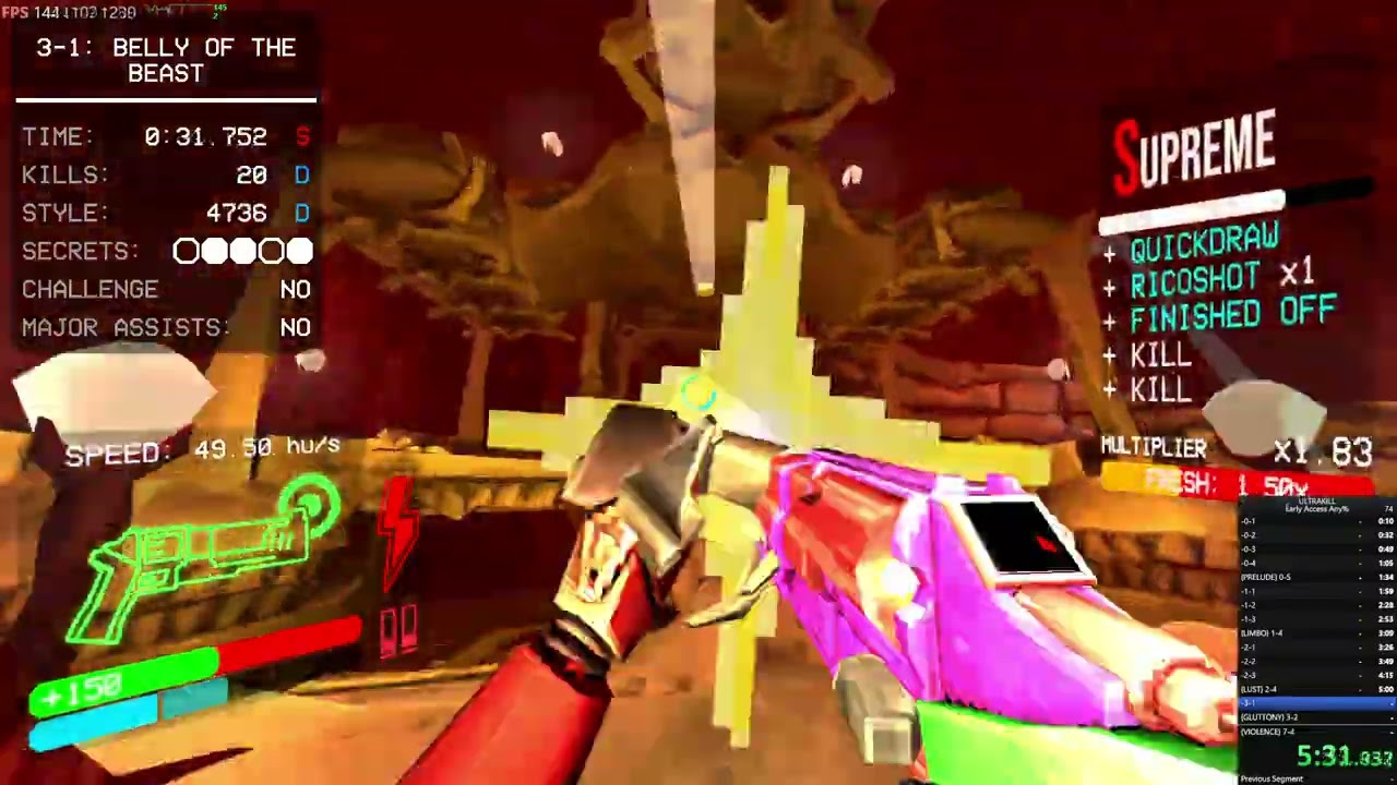 ultrakill speedrun any% violence% FG PB 22:50.600