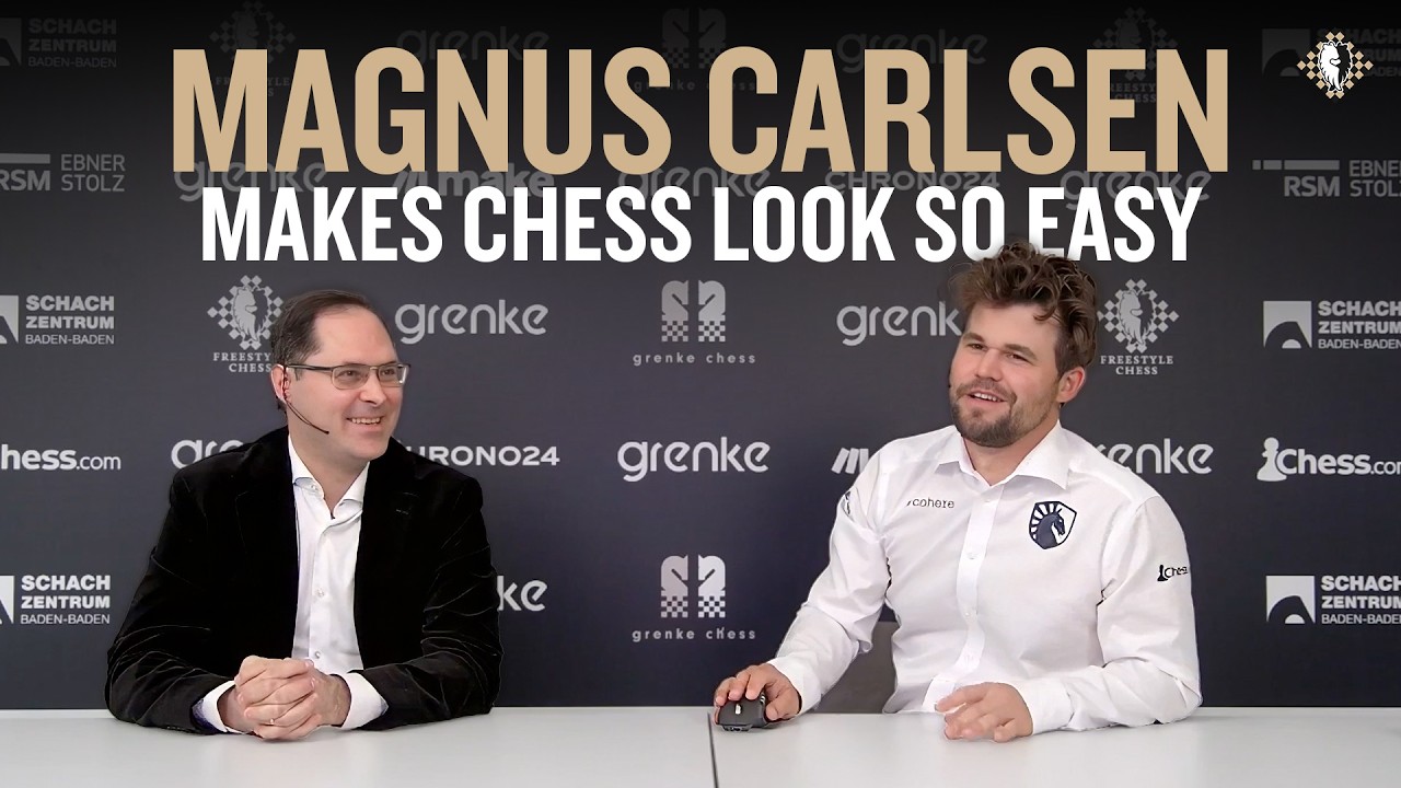 Magnus Carlsen analyzes his win w/ Peter Leko after going 11/11 🤯 | grenke Freestyle Chess Open 2026