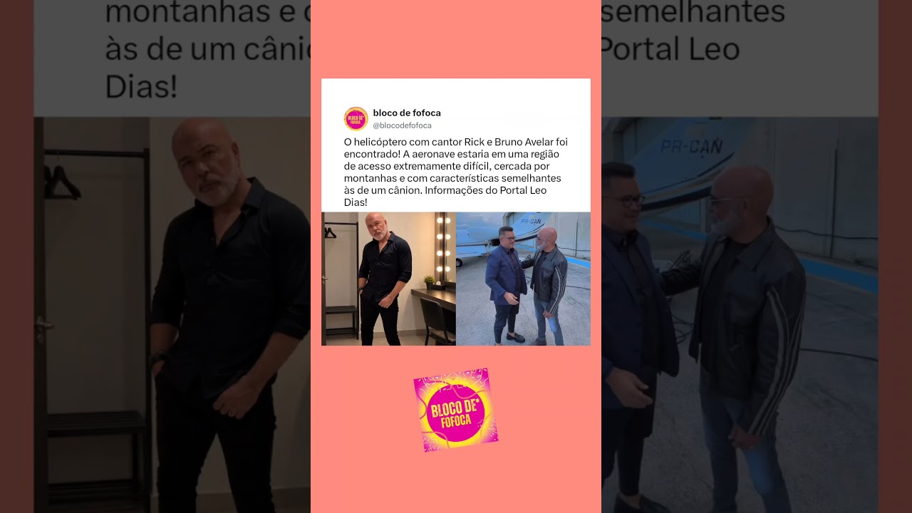 O helic&oacute;ptero com cantor #rick  e Bruno Avelar foi encontrado. #rickerenner #fofoca #noticias