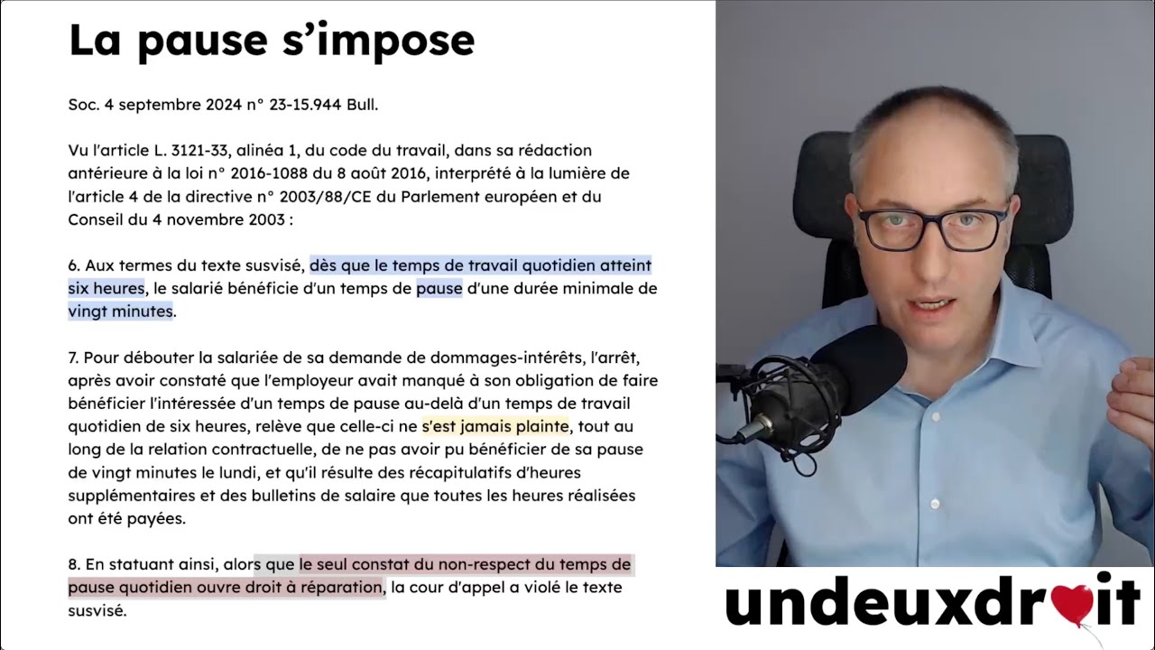 Non respect de la pause quotidienne - arrêt maladie - congé maternité ➜ Préjudice nécessaire ⚠️