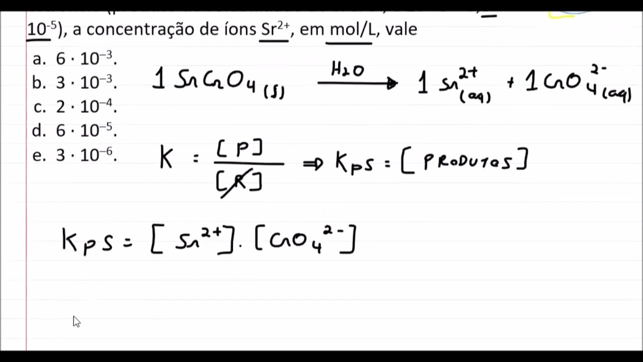 Como calcular a concentração de um cátion usando o produto da solubilidade (Kps).