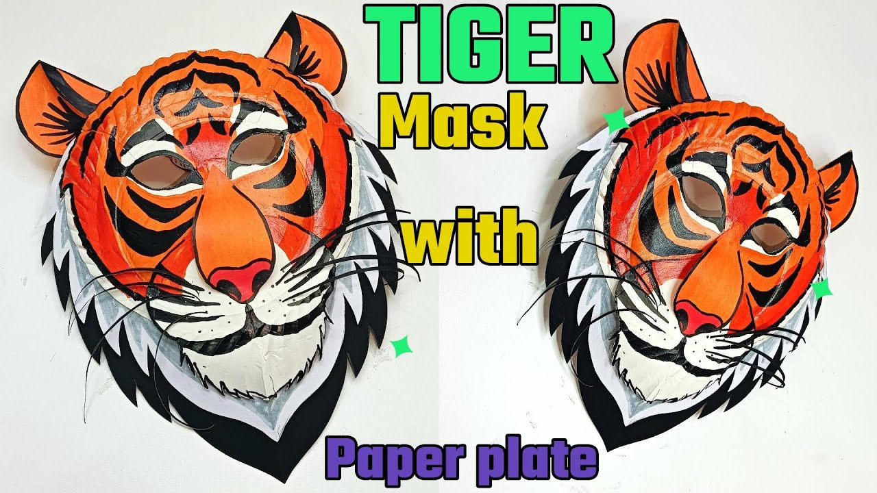 tiger mask making with paper plate | tiger mask | tiger costume | animal mask | paper mask
